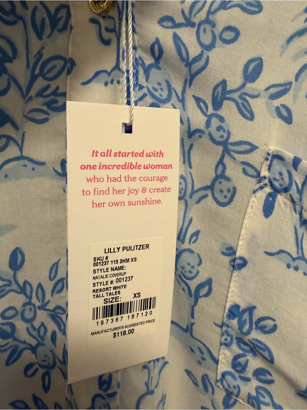 Lilly Pulitzer Natalie Shirtdress Swimsuit Cover-up Resort White and Blue - Picture 7 of 10